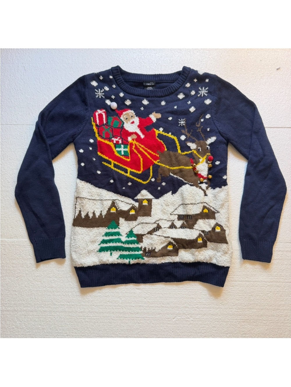 Rue 21 Light-Up Santa Sleigh Christmas Sweater Women's Medium